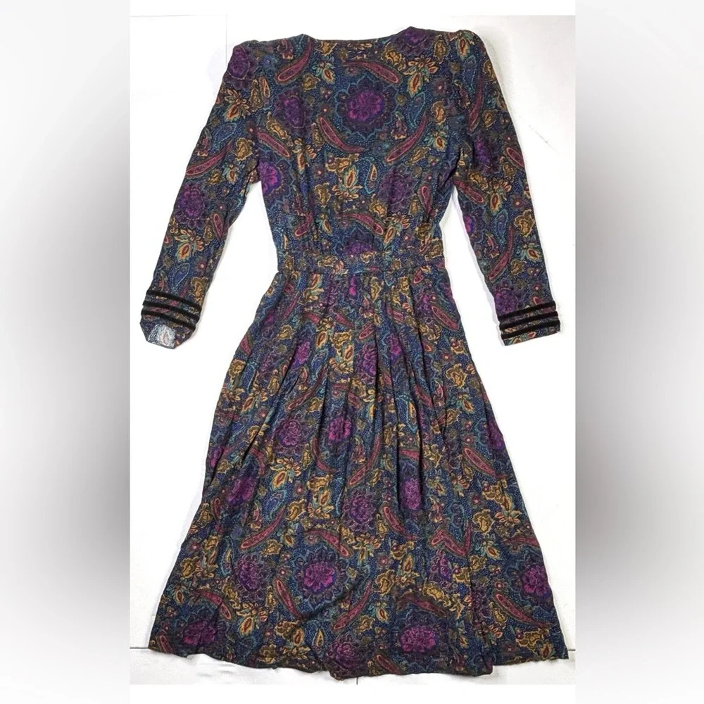 Kathie Lee For Plaza South Dress Women’s Medium (8-10) Vintage Button Paisley - Picture 8 of 10
